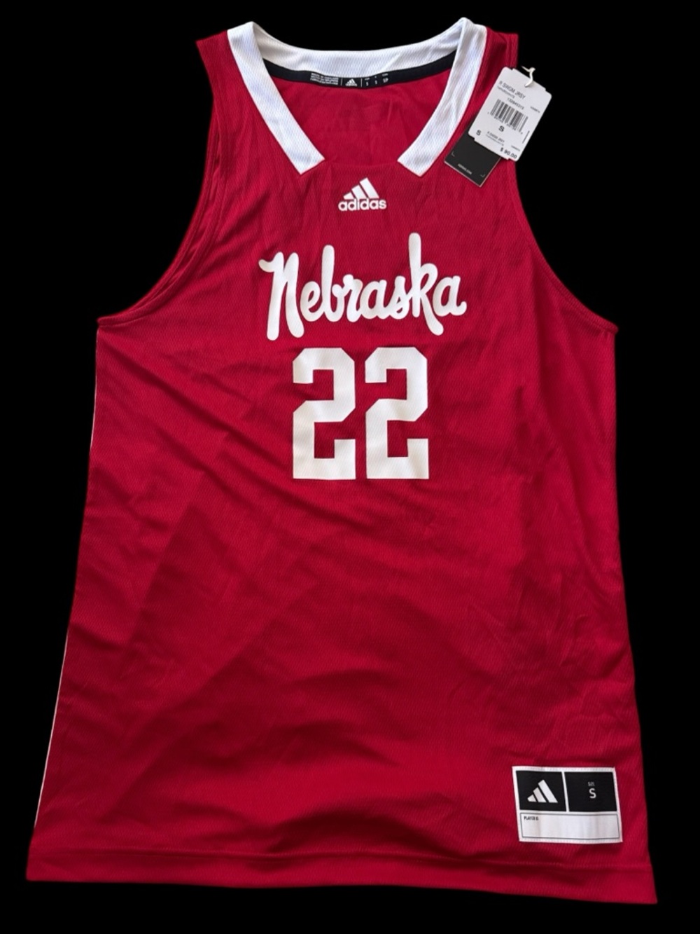New adidas Nebraska Red and White Basketball Jersey #22 small